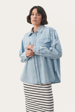 CollettePW SH - Whiteish Blue Denim