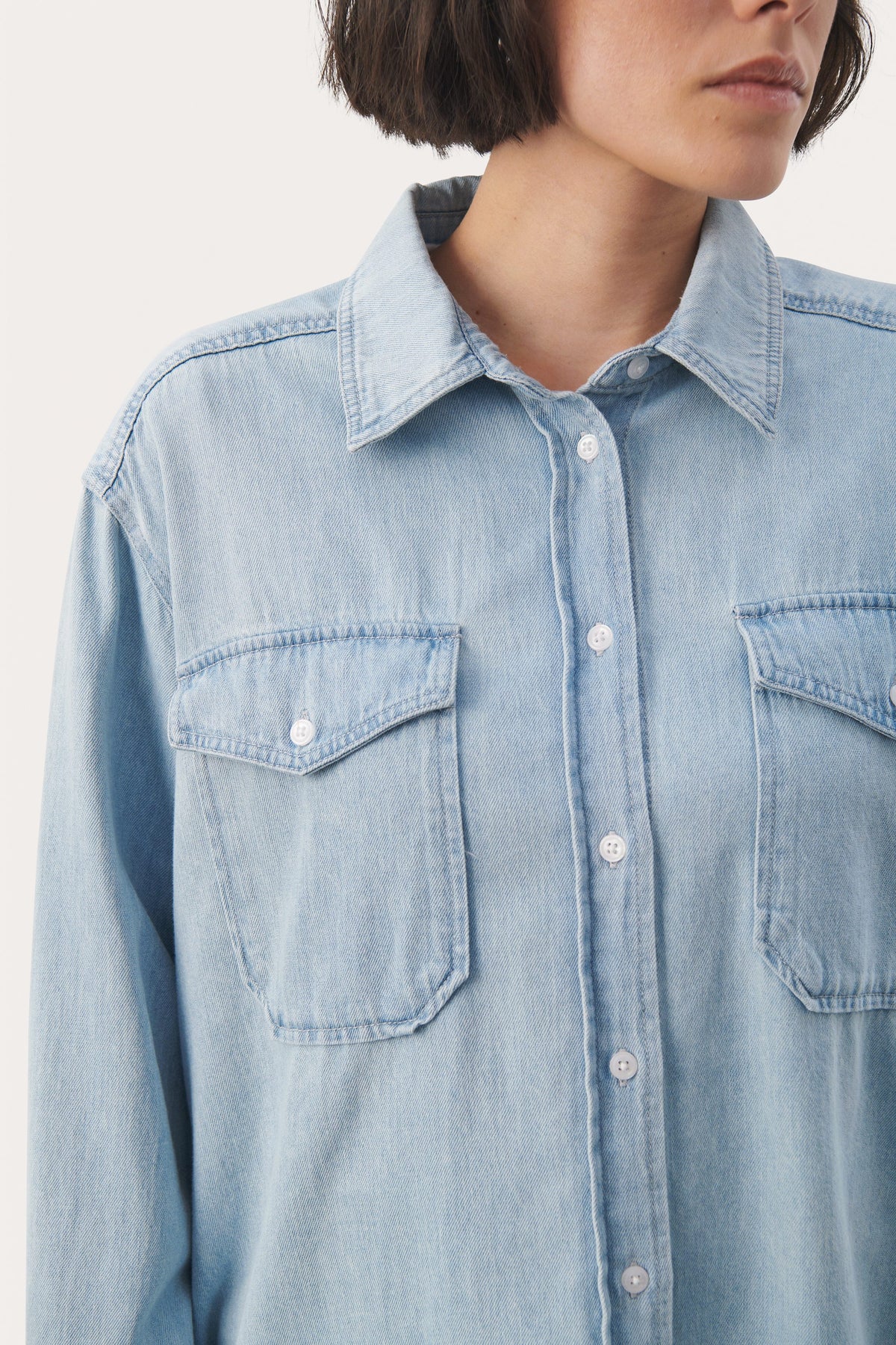 CollettePW SH - Whiteish Blue Denim