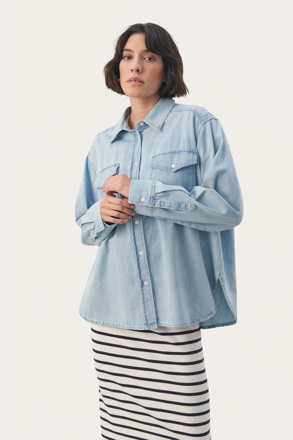 CollettePW SH - Whiteish Blue Denim