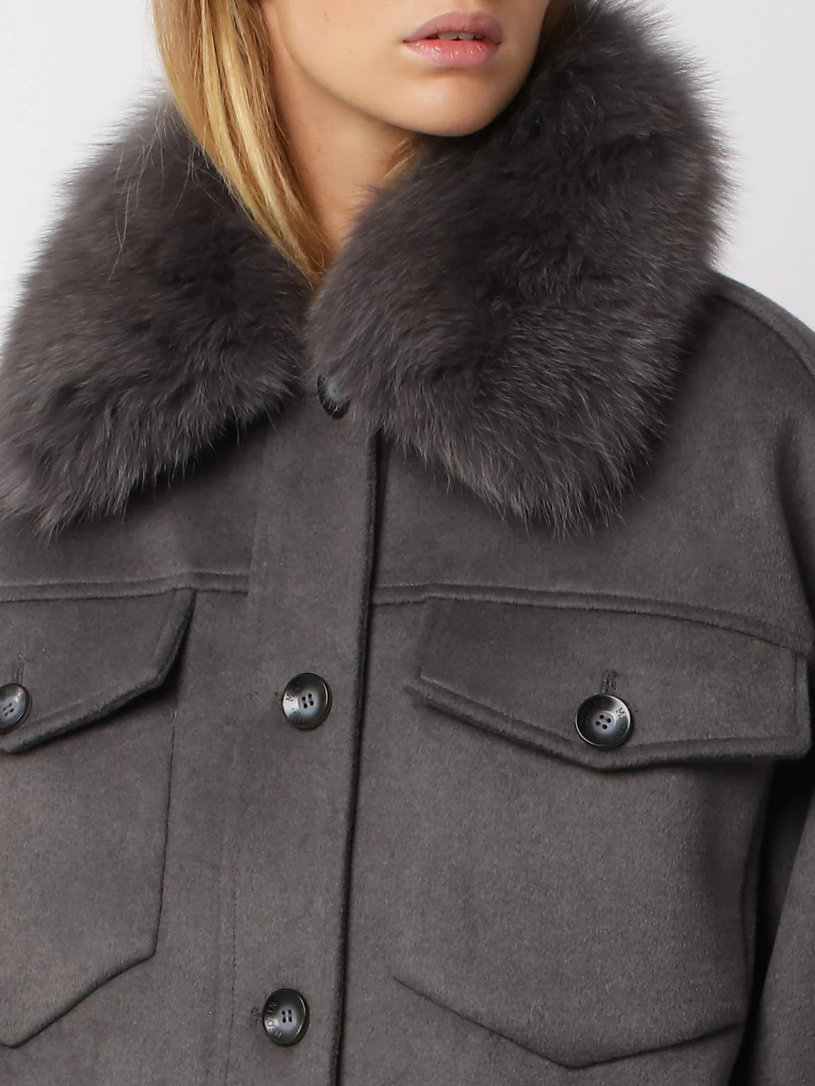 Charlie Jacket - Faux Fur - Wool Dark Grey