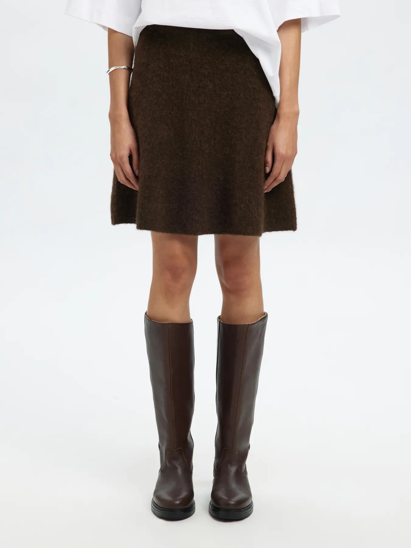 Lulu Brushed Hw Knit Skirt - Delicioso Melange