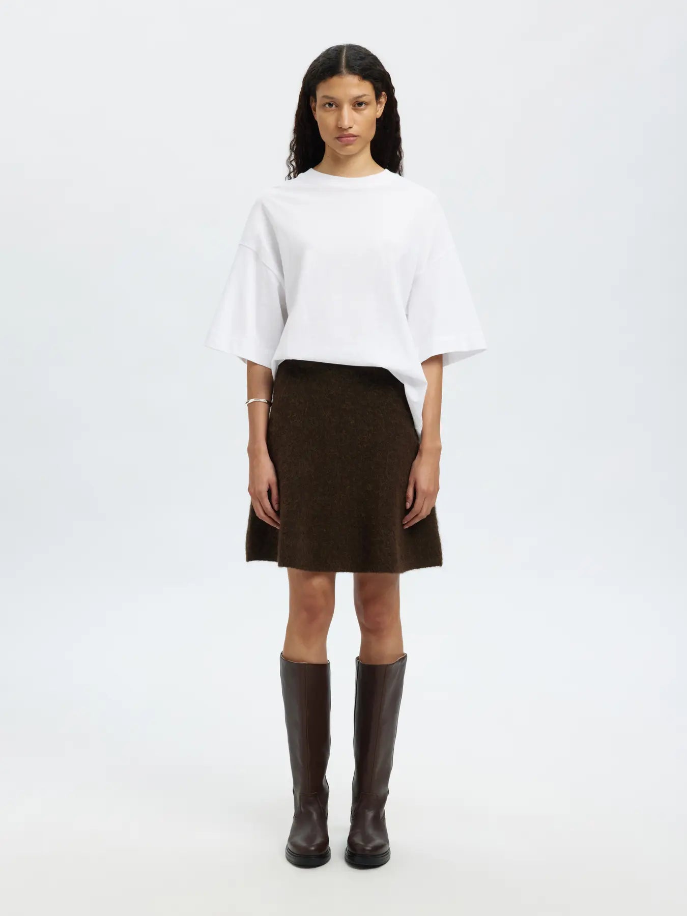 Lulu Brushed Hw Knit Skirt - Delicioso Melange