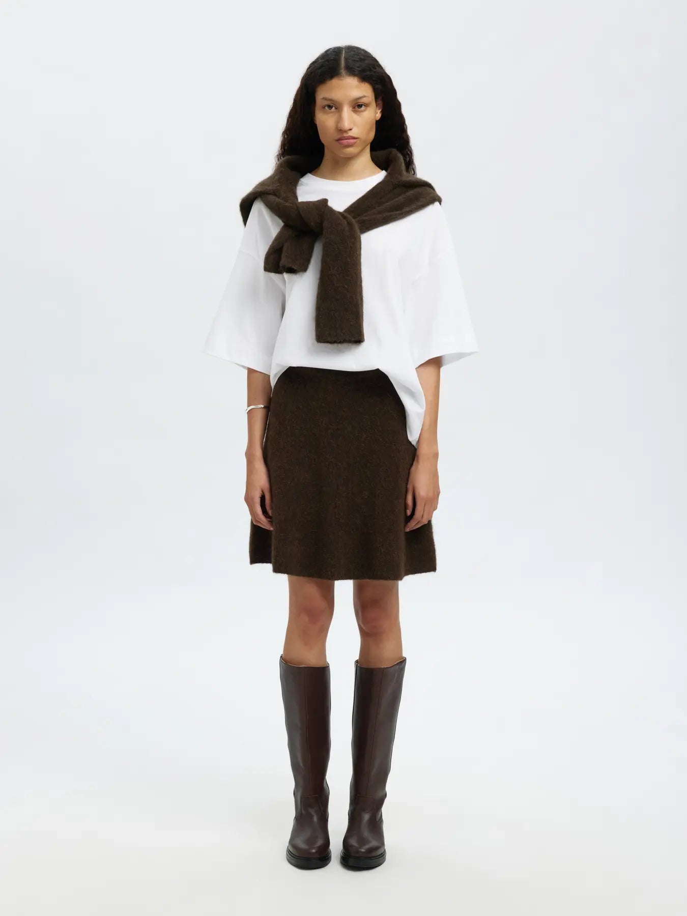 Lulu Brushed Hw Knit Skirt - Delicioso Melange