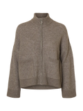 Sia Ras Ls Knit Zipper Cardigan Noos - Steel Gray