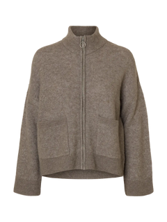 Sia Ras Ls Knit Zipper Cardigan Noos - Steel Gray