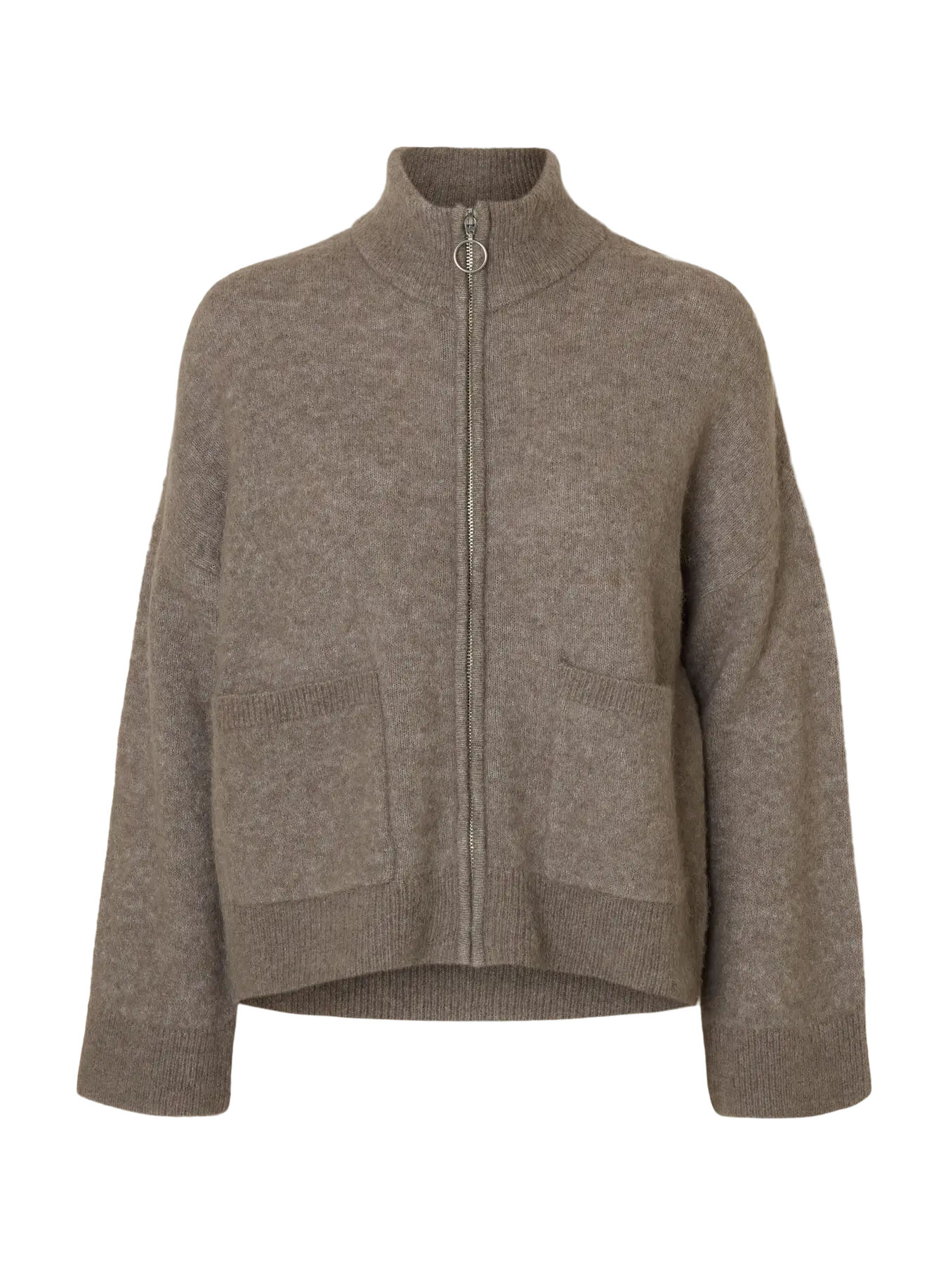 Sia Ras Ls Knit Zipper Cardigan Noos - Steel Gray