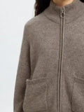 Sia Ras Ls Knit Zipper Cardigan Noos - Steel Gray