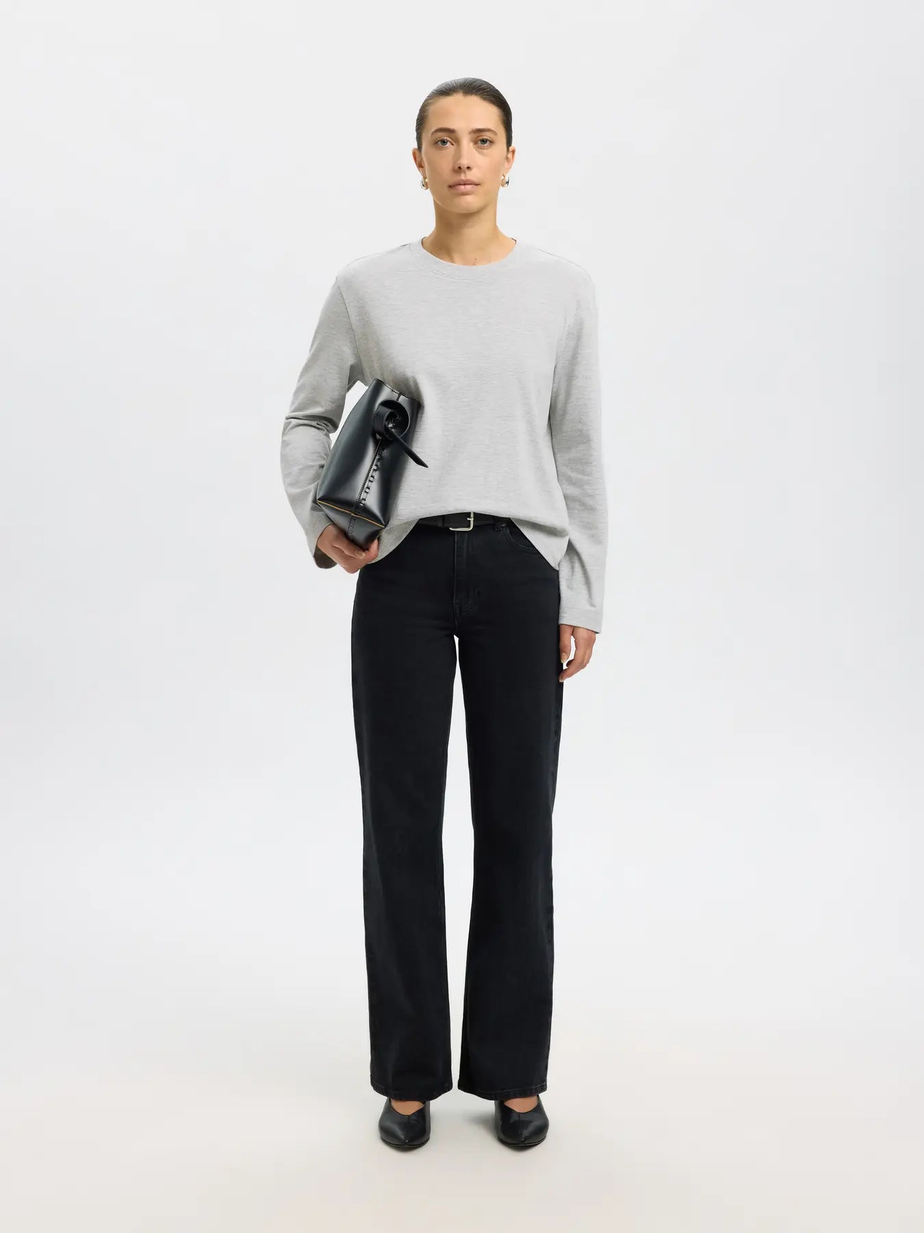 Essential Ls Boxy Tee - Light Grey Melange