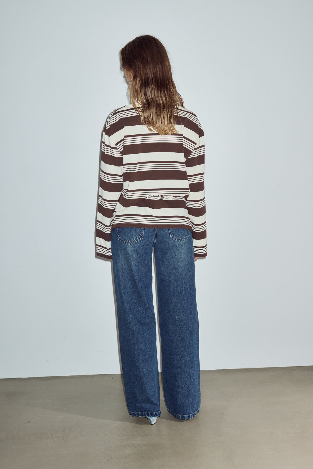 Lynlee Polo - Brown Offwhite Stripe
