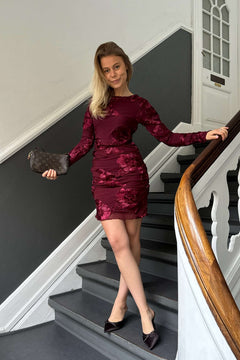 Majaic Mesh Dress - Bordeaux