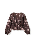 N-Lilith Ls Topp - Dena Burgundy Print