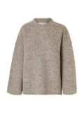 Gabriella Ls Knit New O-Neck - Stålgrå Melange