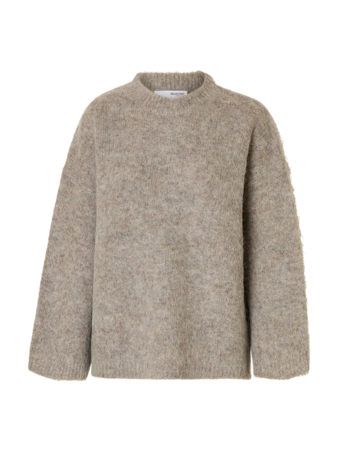 Gabriella Ls Knit New O-Neck - Stålgrå Melange