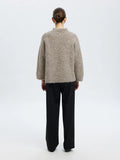 Gabriella Ls Knit New O-Neck - Stålgrå Melange