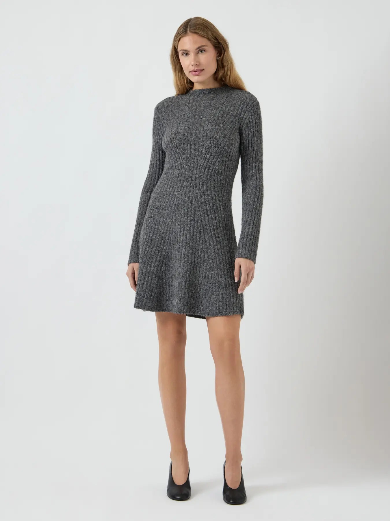 Yasdolly Ls Stickad Klänning - Medium Grey Melange