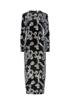 Yasflorana Ls Long Dress - Black Silver Sequins