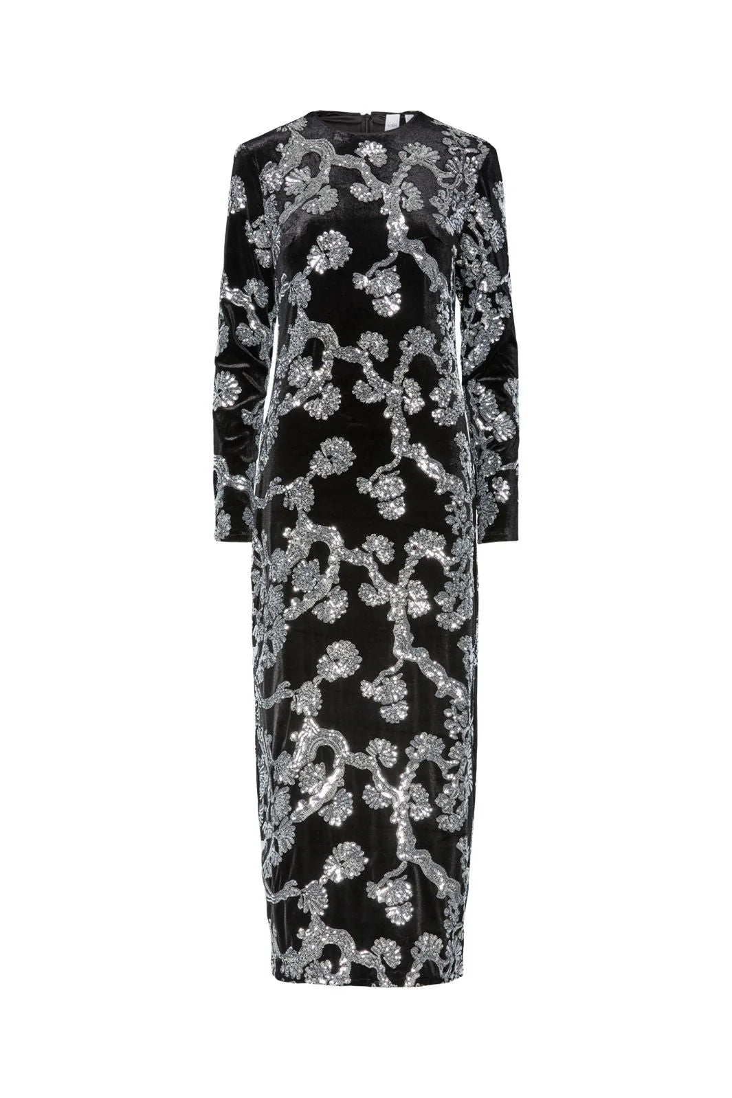 Yasflorana Ls Long Dress - Black Silver Sequins