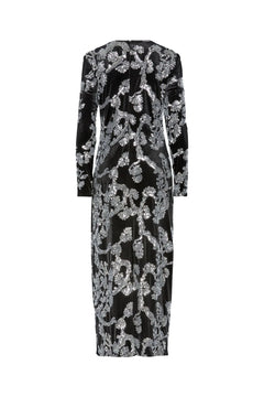 Yasflorana Ls Long Dress - Black Silver Sequins