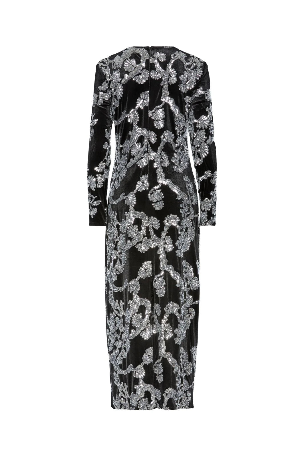 Yasflorana Ls Long Dress - Black Silver Sequins