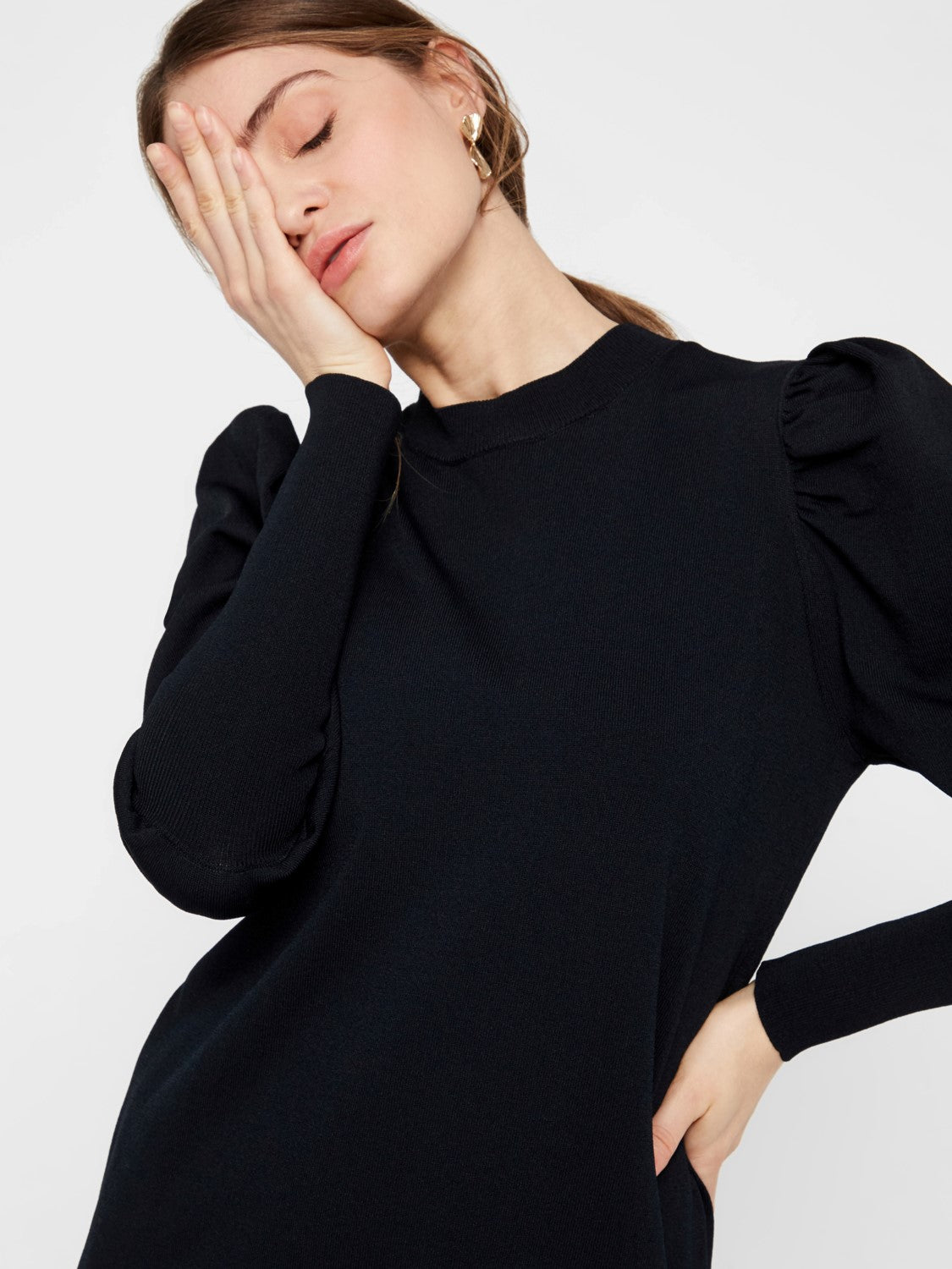 Yasines LS Knit Dress - Black