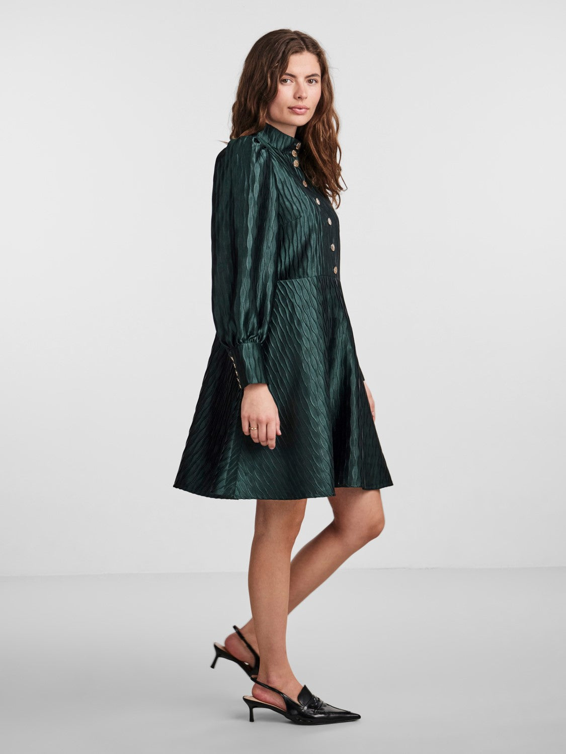 Yasripple LS Dress - Scarab