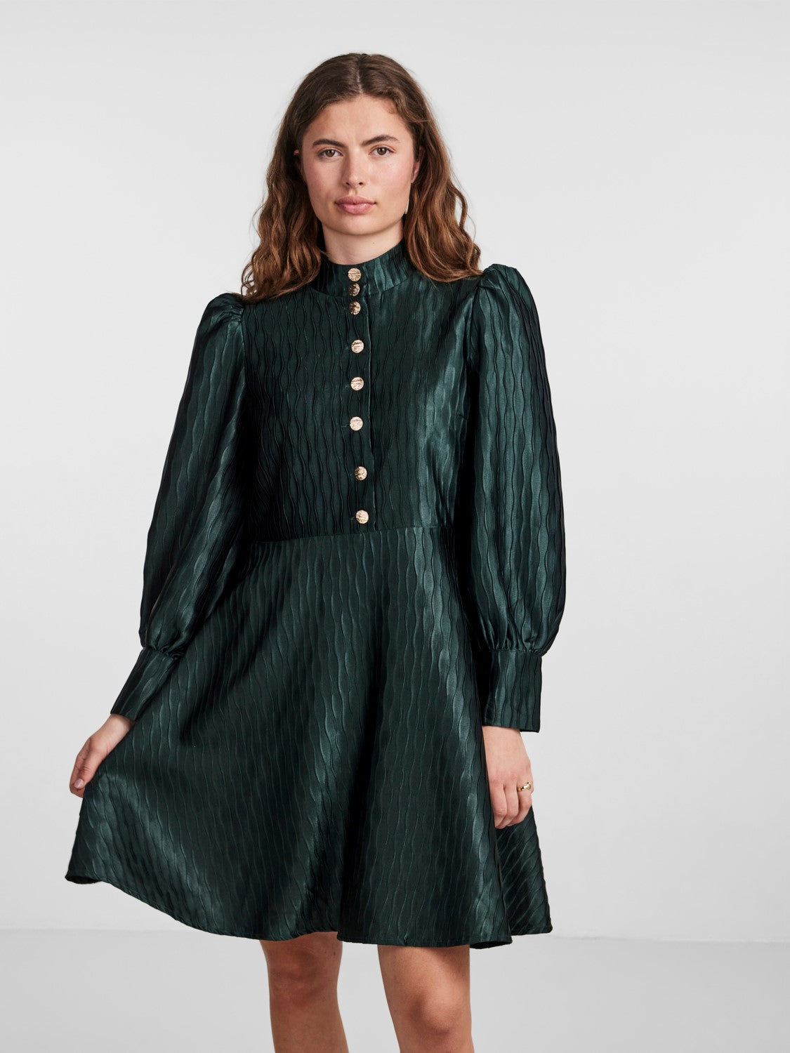 Yasripple LS Dress - Scarab