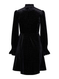 Yasriva LS High Neck Velvet Dress - Black