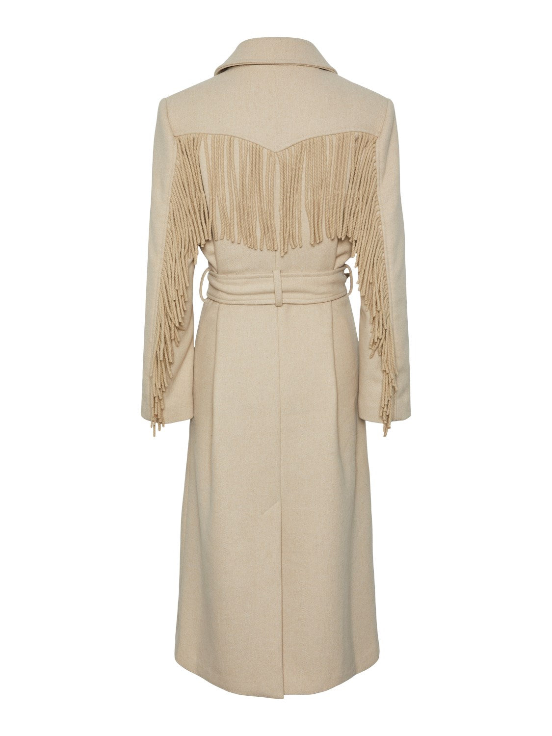 Yasfrida Fringe Wool Mix Coat S. - Fog