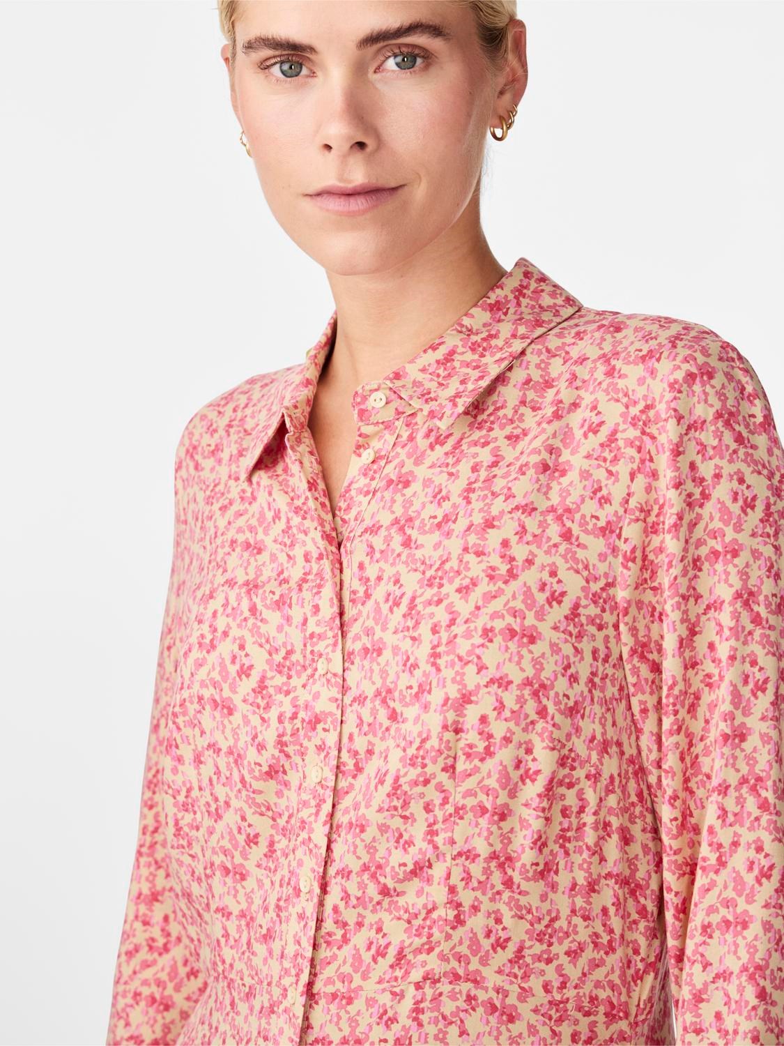 Y.A.S Yassavanna Long Shirt Dress S. - Irish Cream Ditsy Flower