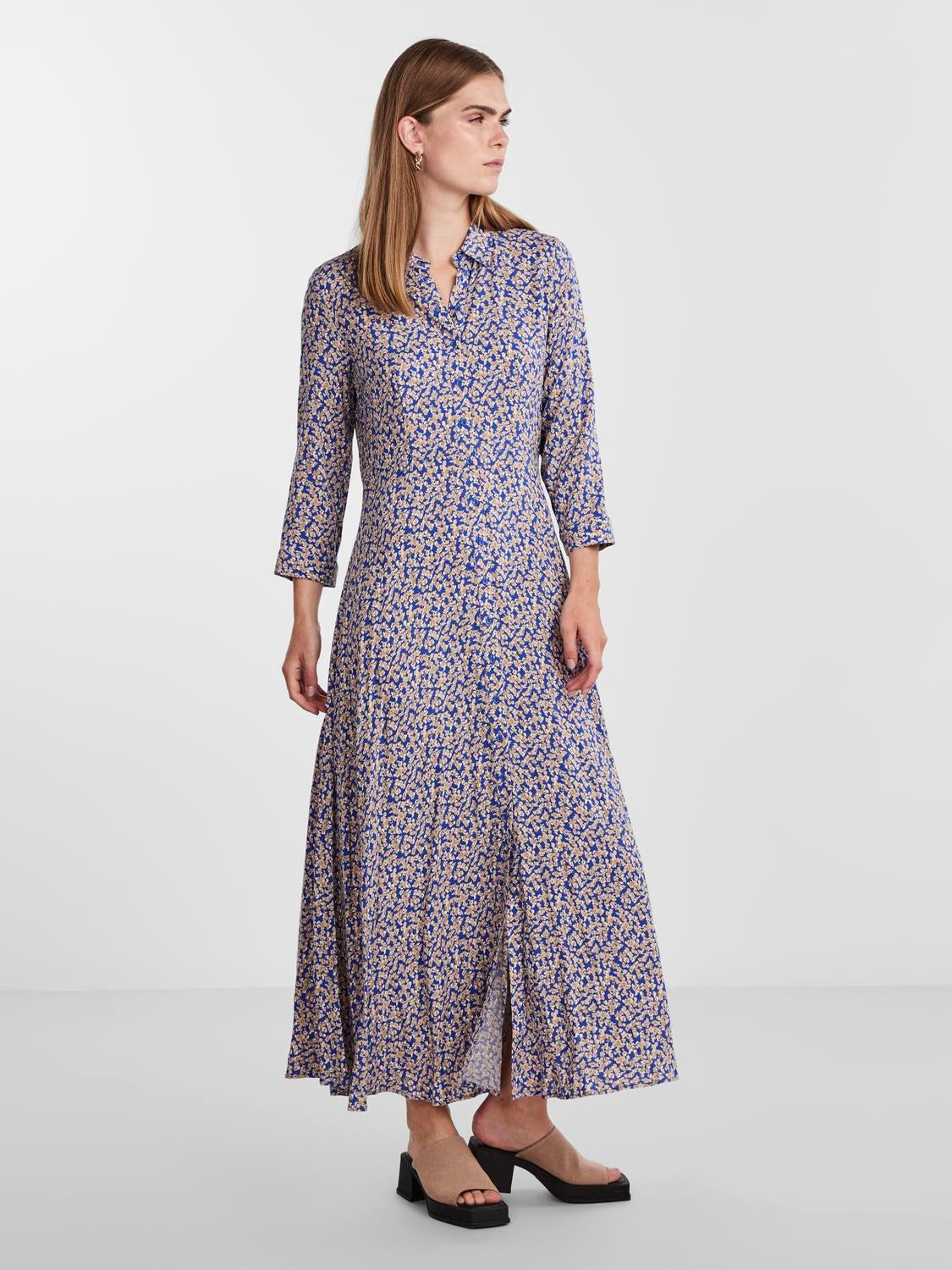 Yassavanna Long Shirt Dress - Bluing Ditsy Flower