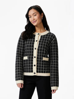 Yaslivia Ls Short Knit Cardigan - Black Birch