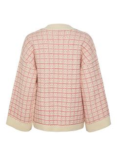 Yasliviana Ls Knit Cardigan - Birch Rasberry Sorbet/Pirouette