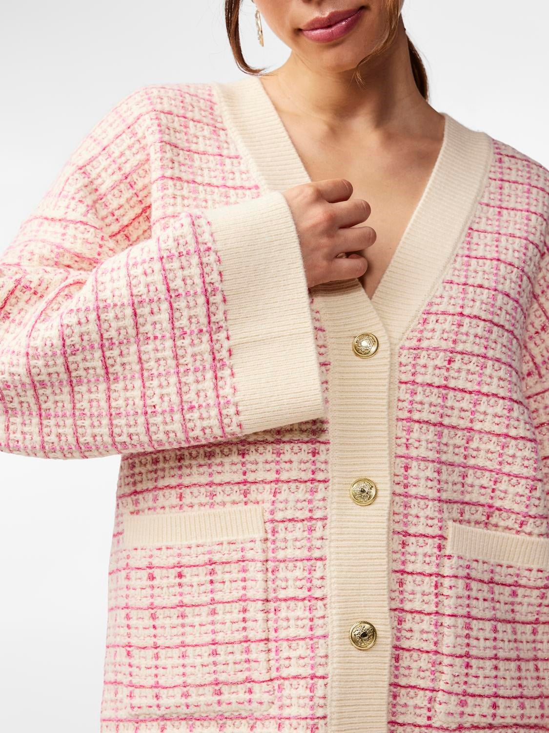 Yasliviana Ls Knit Cardigan - Birch Rasberry Sorbet/Pirouette