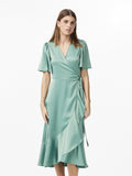 Yasthea 2/4 Midi Wrap Dress S. - Malachite Green
