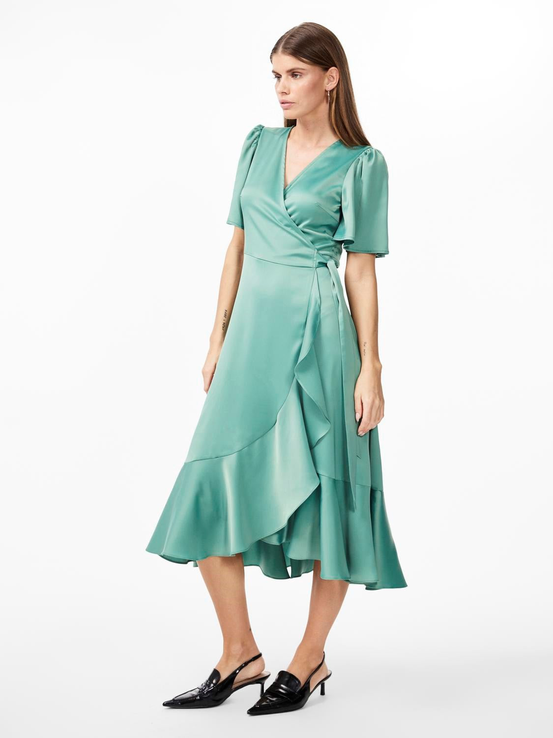 Yasthea 2/4 Midi Wrap Dress S. - Malachite Green