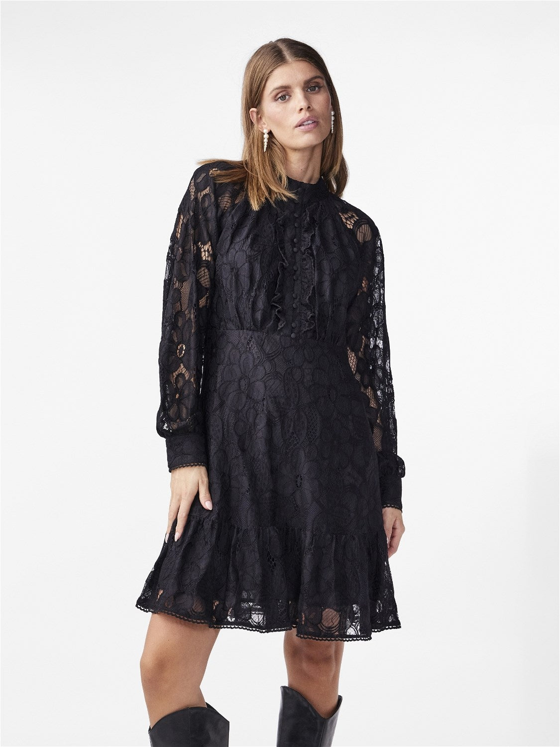 Yasstilla Ls Lace Dress - Black