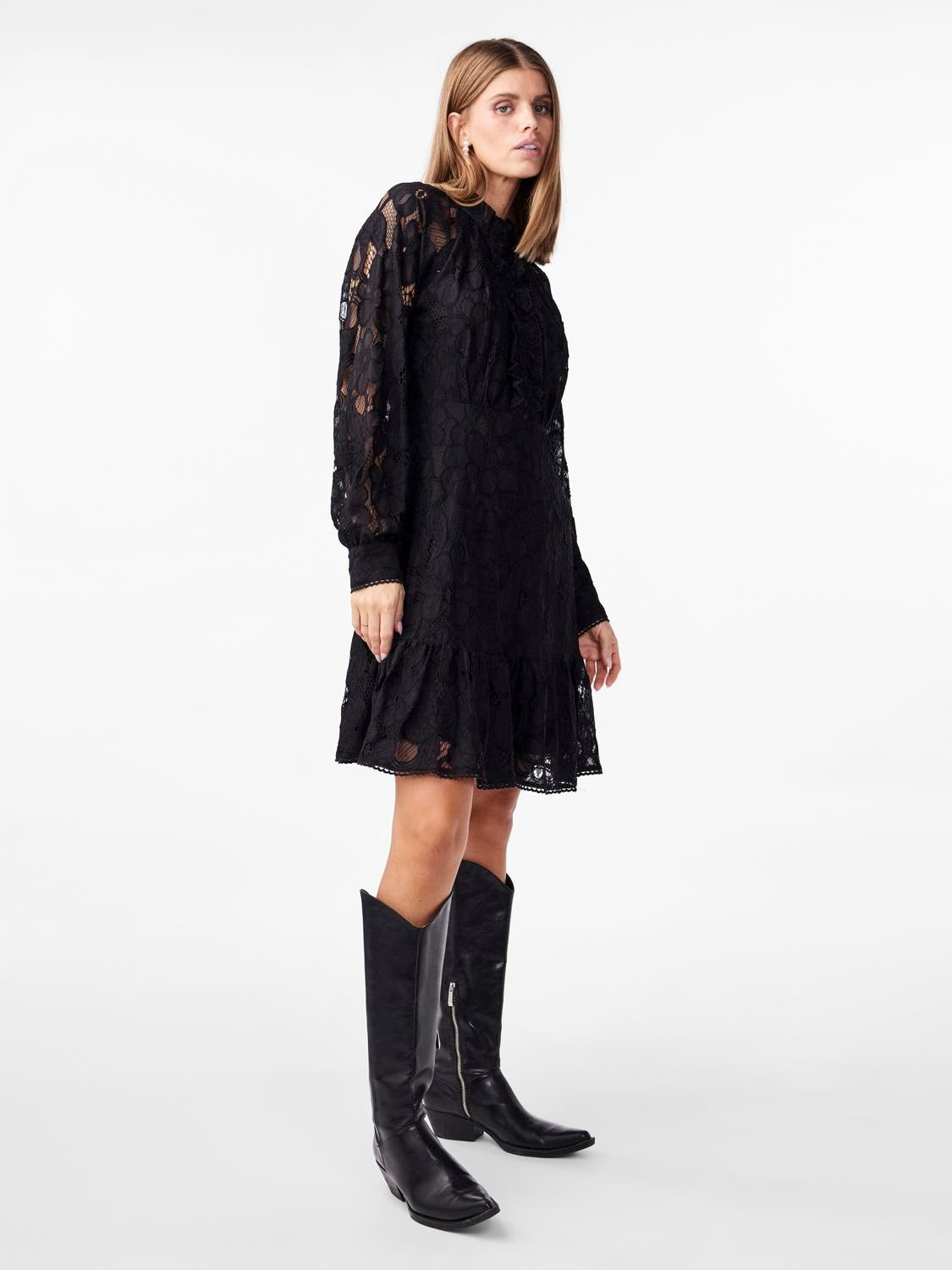 Yasstilla Ls Lace Dress - Black