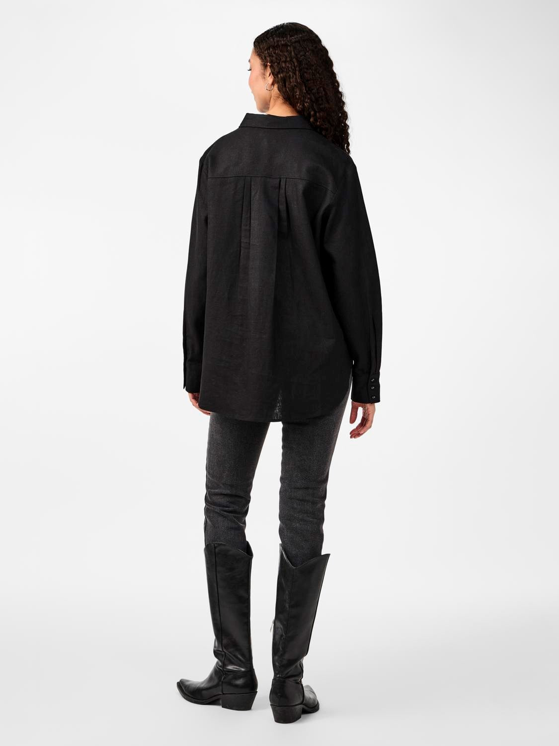 Flaxy Ls Linen Shirt - Black