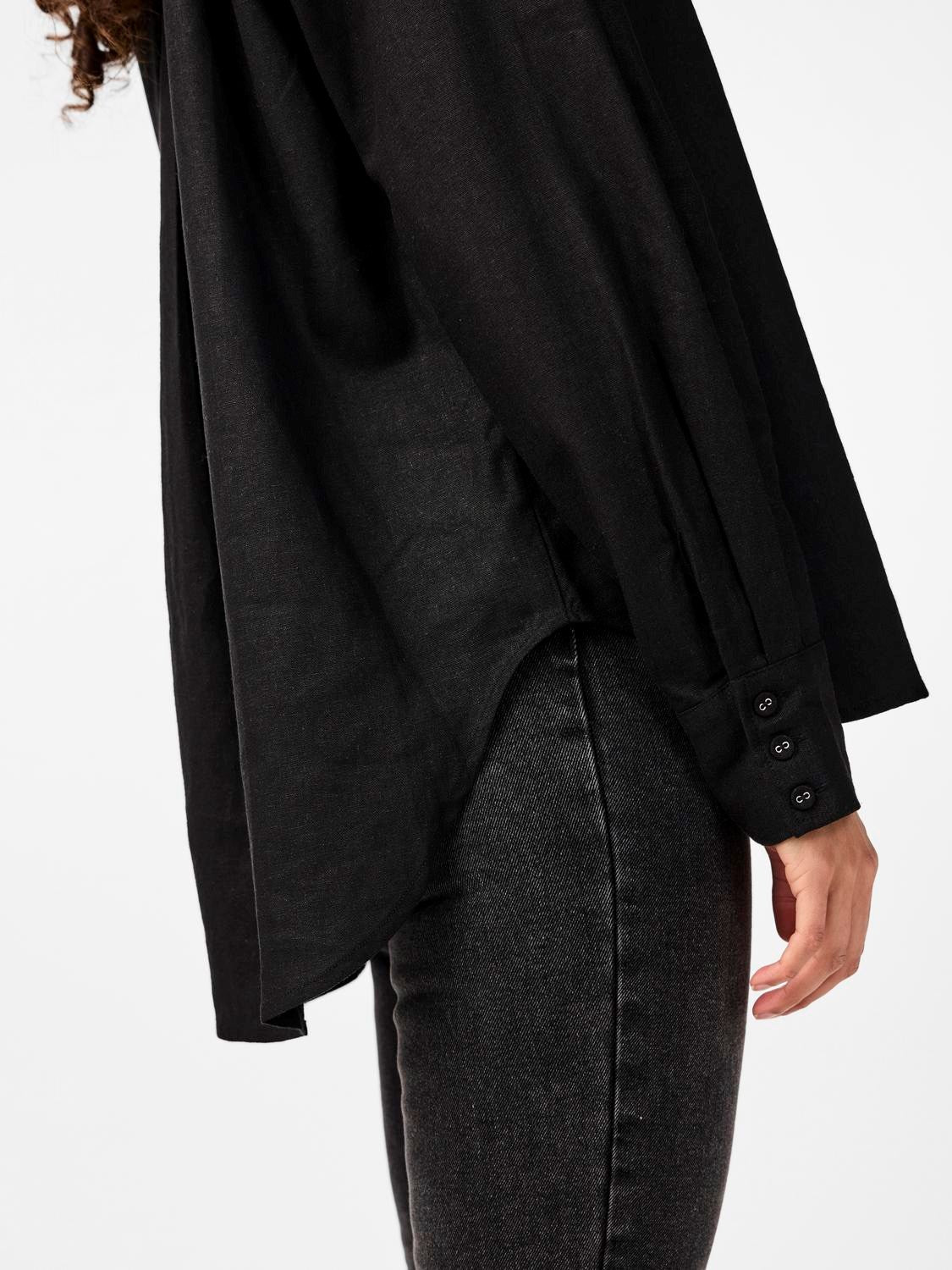 Flaxy Ls Linen Shirt - Black