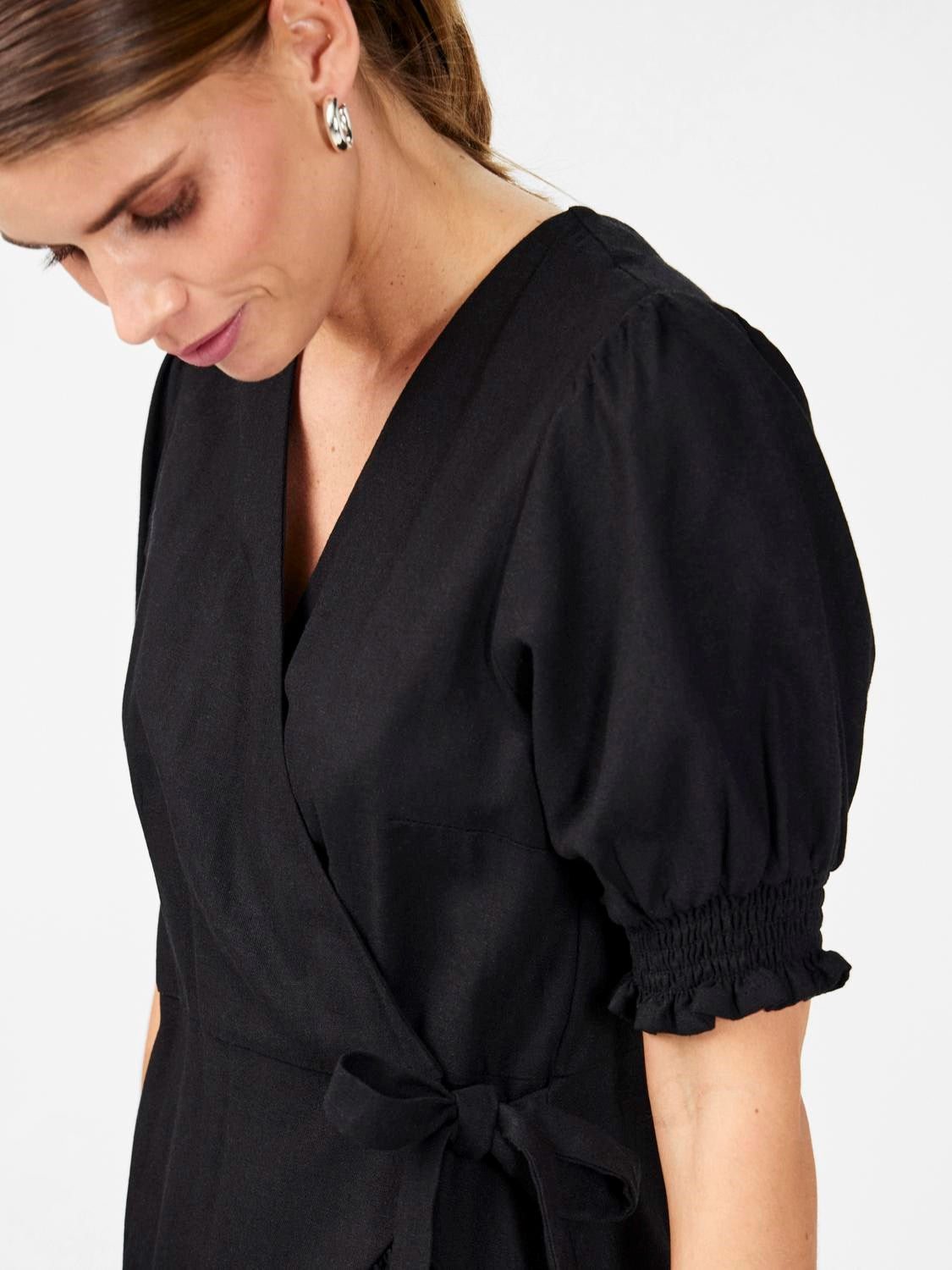 Flaxy Ss Wrap Dress - Black