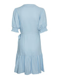 Flaxy Ss Wrap Dress - Clear Sky