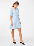 Flaxy Ss Wrap Dress - Clear Sky