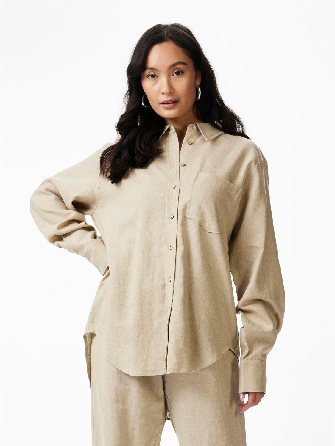 Flaxy Ls Linen Shirt - Birch