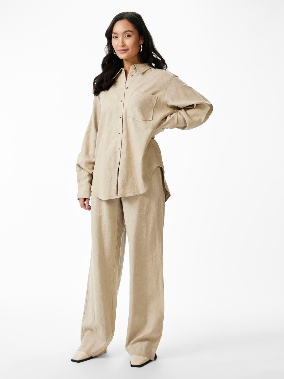 Flaxy Ls Linen Shirt - Birch