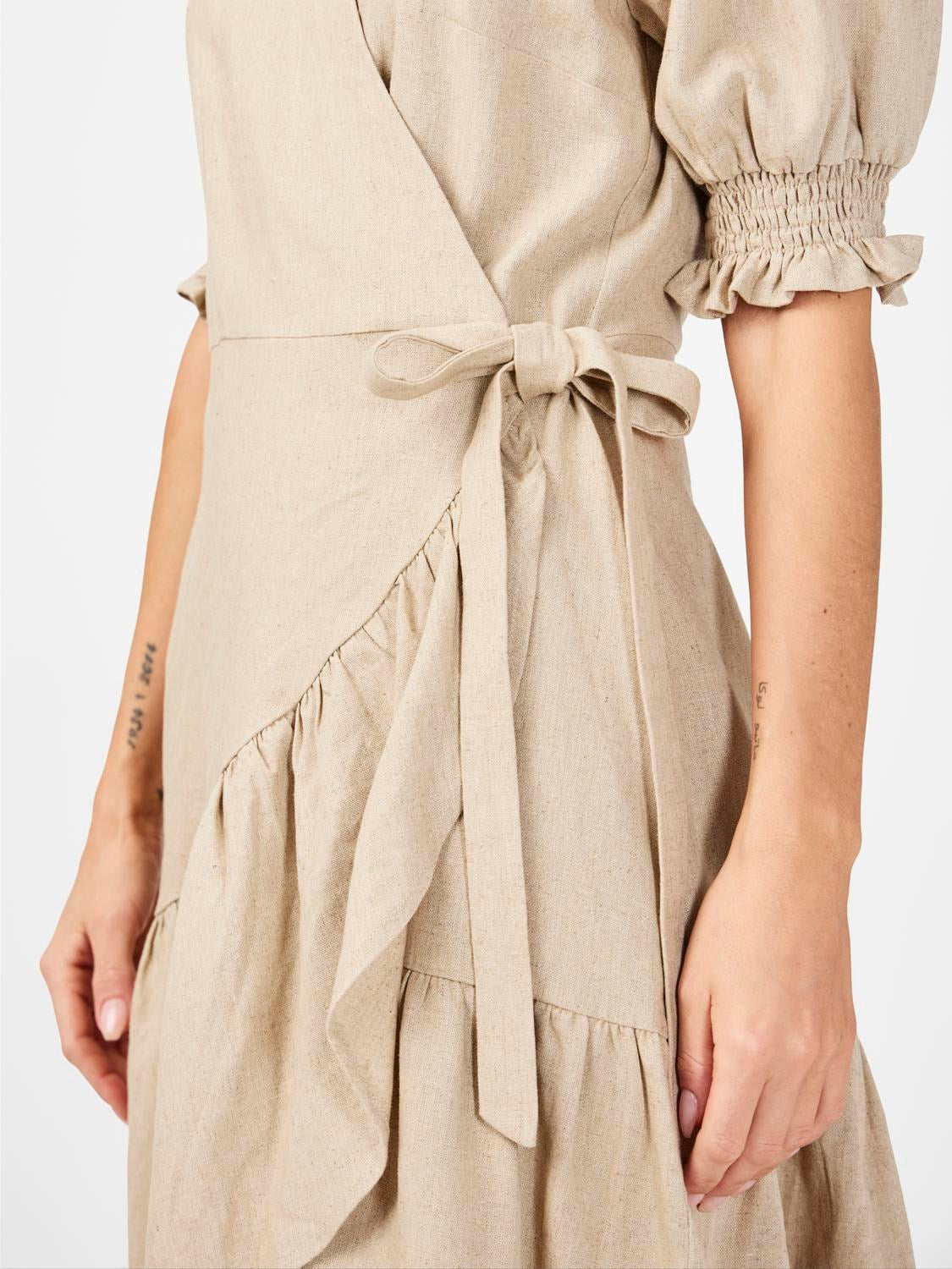 Flaxy Ss Wrap Dress - Birch