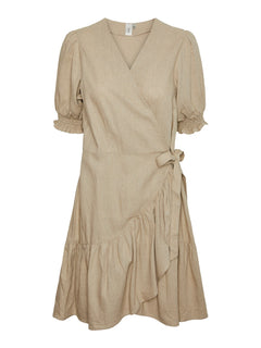 Flaxy Ss Wrap Dress - Birch