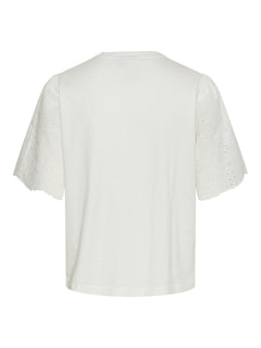 Yaslex Ss Top W. Emb Sleeves - Star White