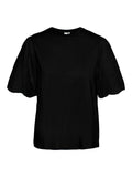 Yaslex Ss Top W. Emb Sleeves - Black