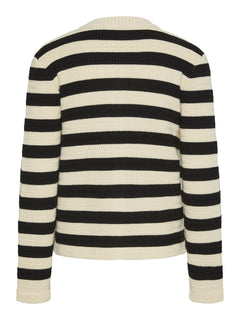 Yassirika Ls Knit Cardigan - Birch W. Black Stripe