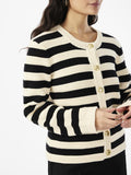 Yassirika Ls Knit Cardigan - Birch W. Black Stripe